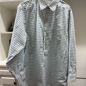 Roundtree & Yorke Gold Label Green, Blue, and White Plaid Shirt